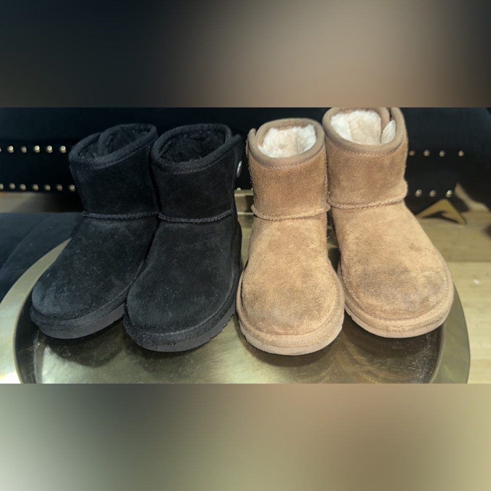 Tan and black uggs